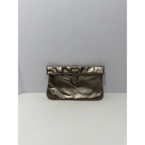 Lewis‎ Vintage Metallic Bronze Genuine Leather Foldover Clutch Rhinestone Accent